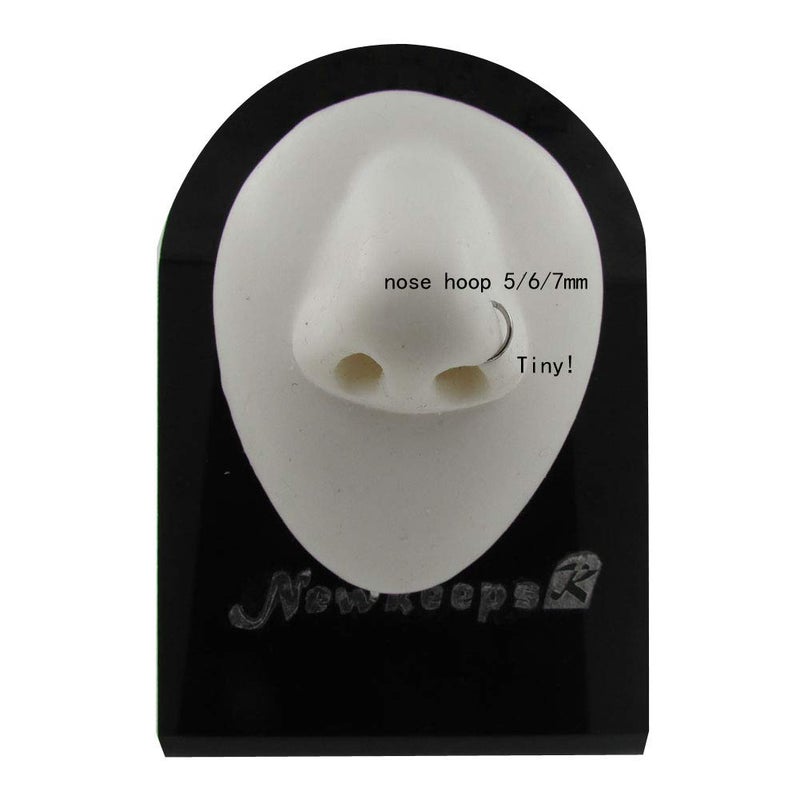 NewkeepsR 3PCS-0.8mm(20g) Nose Hoop Seamless Small Tiny Rings, 316L Steel Hinged Clicker Segment Cartilage Tragus Earrings-5/6/7mm - Image 3